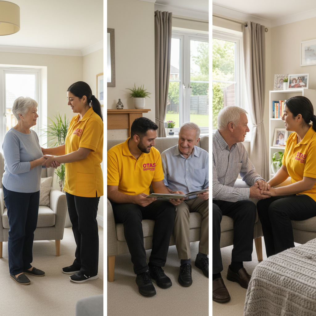 Three care settings provided by Otas Supported Living nationwide - supported living, residential care, and home care visits for adults